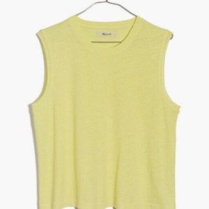 Madewell Raw-Edged Hangout Muscle Tank (Pale Citron) (XS)